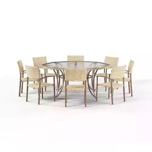 Havenside Home Maracay Outdoor Octagon Dining Set 3D model