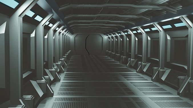 Space Corridor Free low-poly 3D model