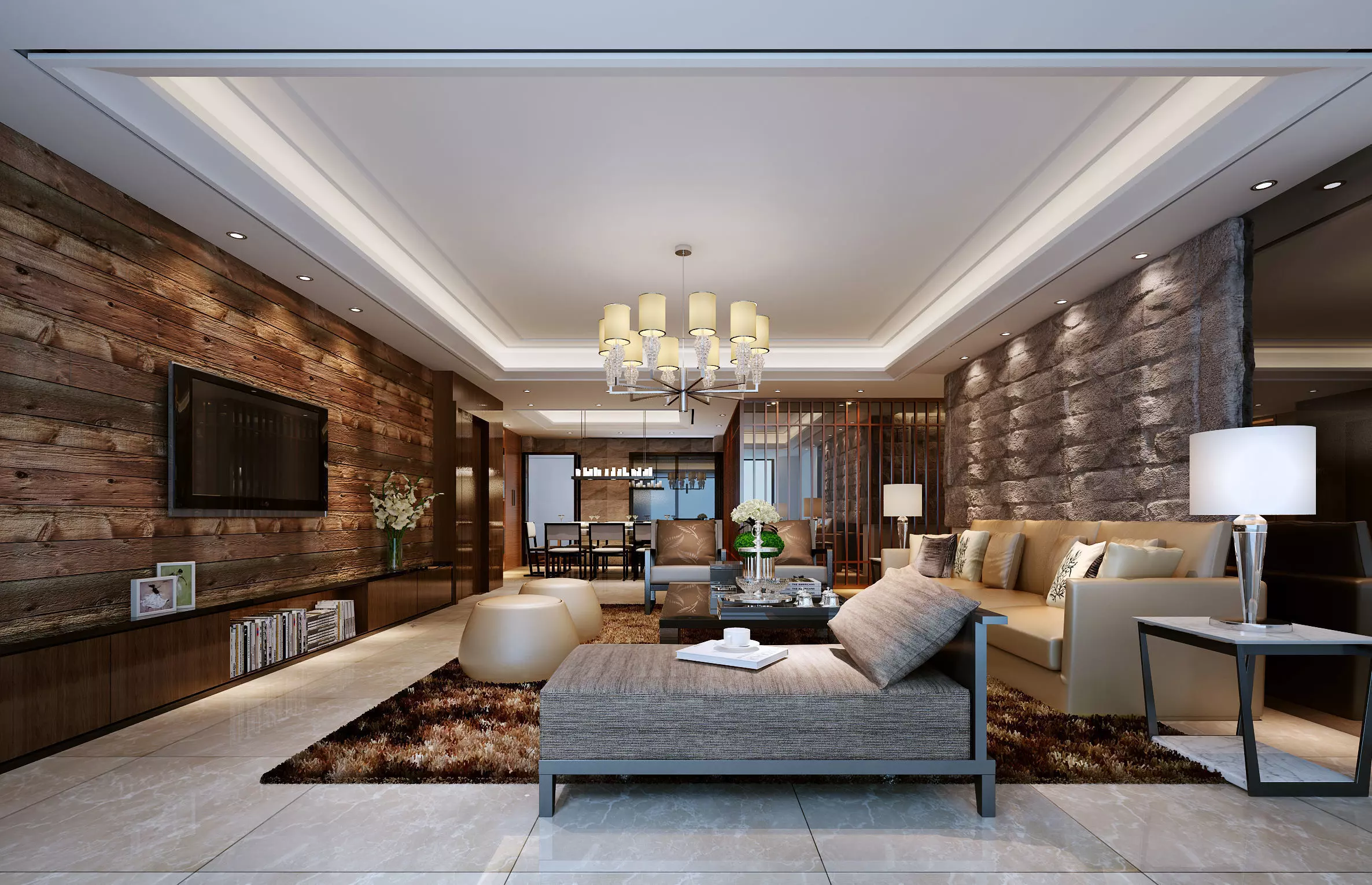 living room Low-poly 3D model_0