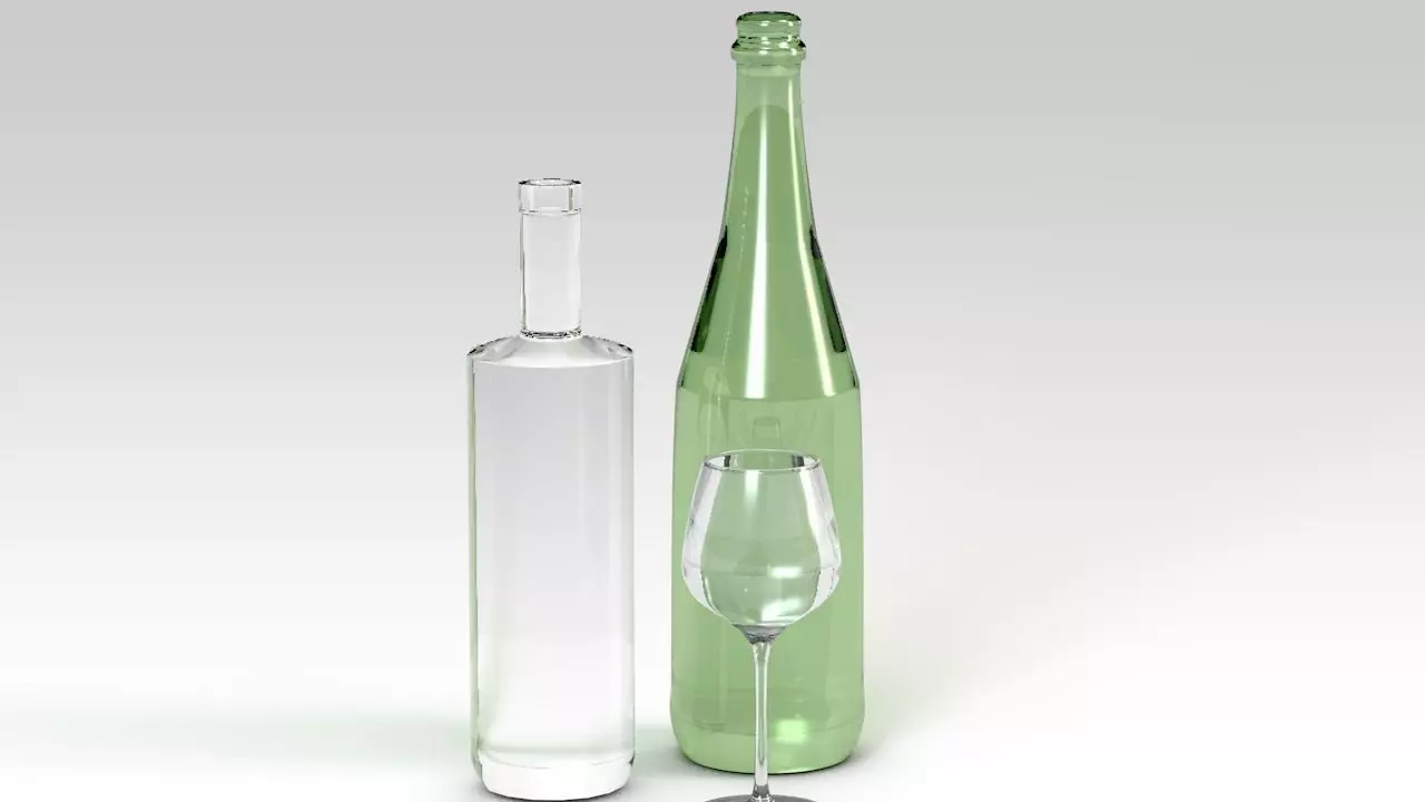Glass bottles 3D model