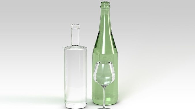 Glass bottles 3D model