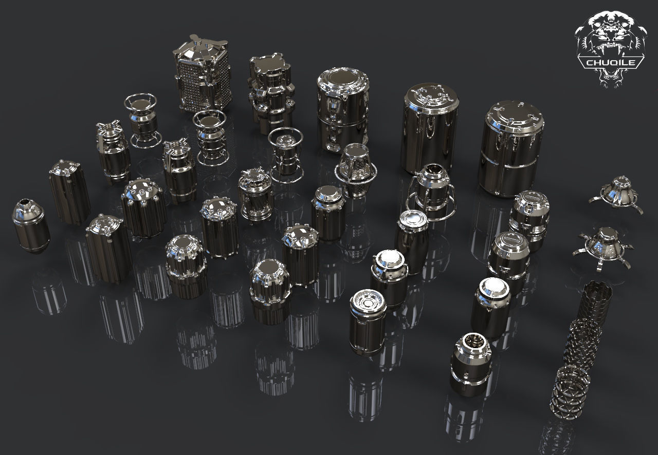 Sci-fi Hard Surface kitbash cylinder Low-poly 3D model_1