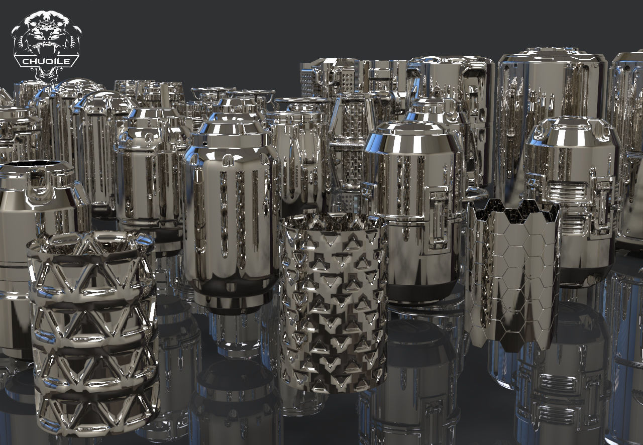 Sci-fi Hard Surface kitbash cylinder Low-poly 3D model_5