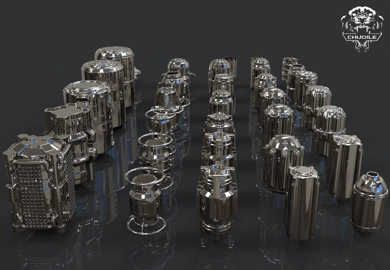 Sci-fi Hard Surface kitbash cylinder Low-poly 3D model_3