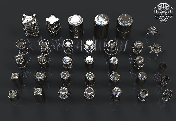 Sci-fi Hard Surface kitbash cylinder Low-poly 3D model