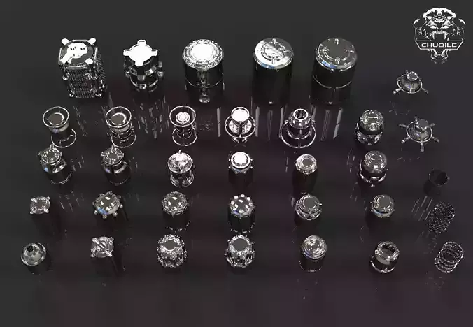 Sci-fi Hard Surface kitbash cylinder Low-poly 3D model