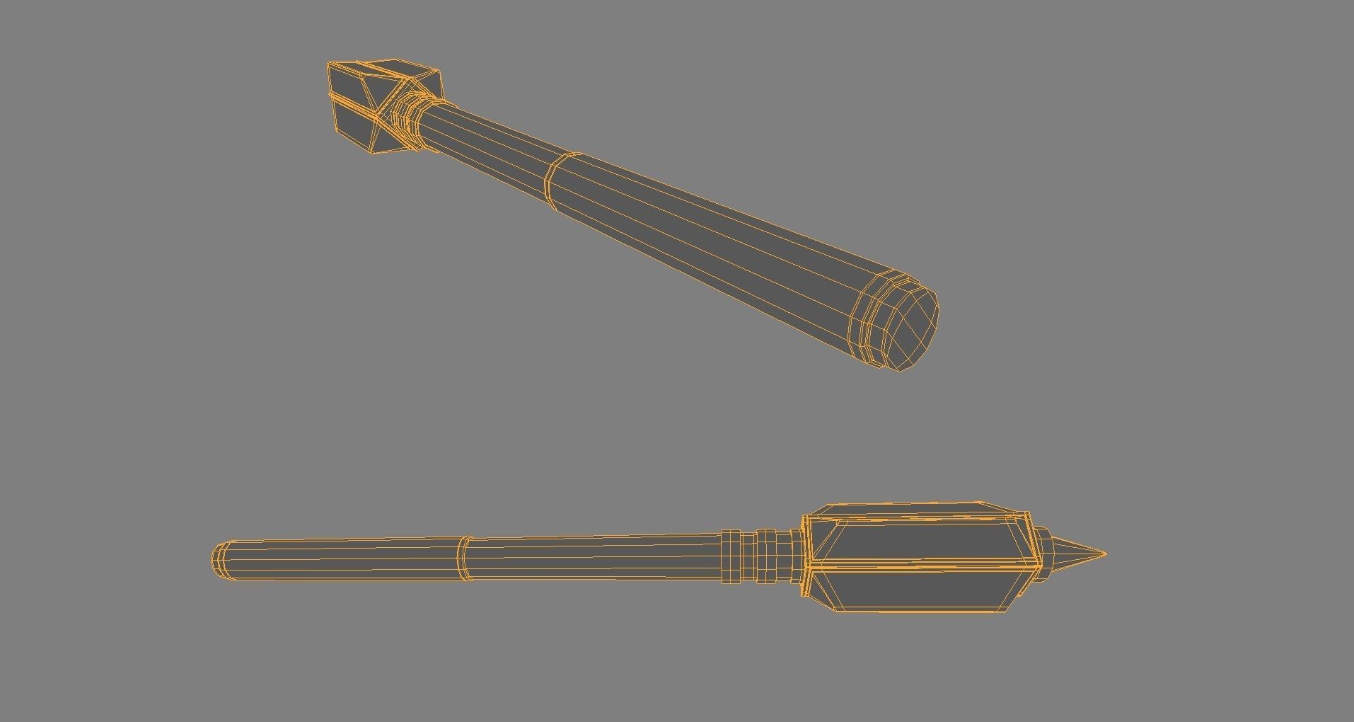 Medieval war mace low poly Low-poly 3D model_8
