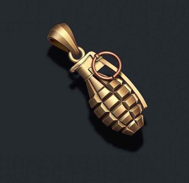 Grenade pendant 3D print model_3