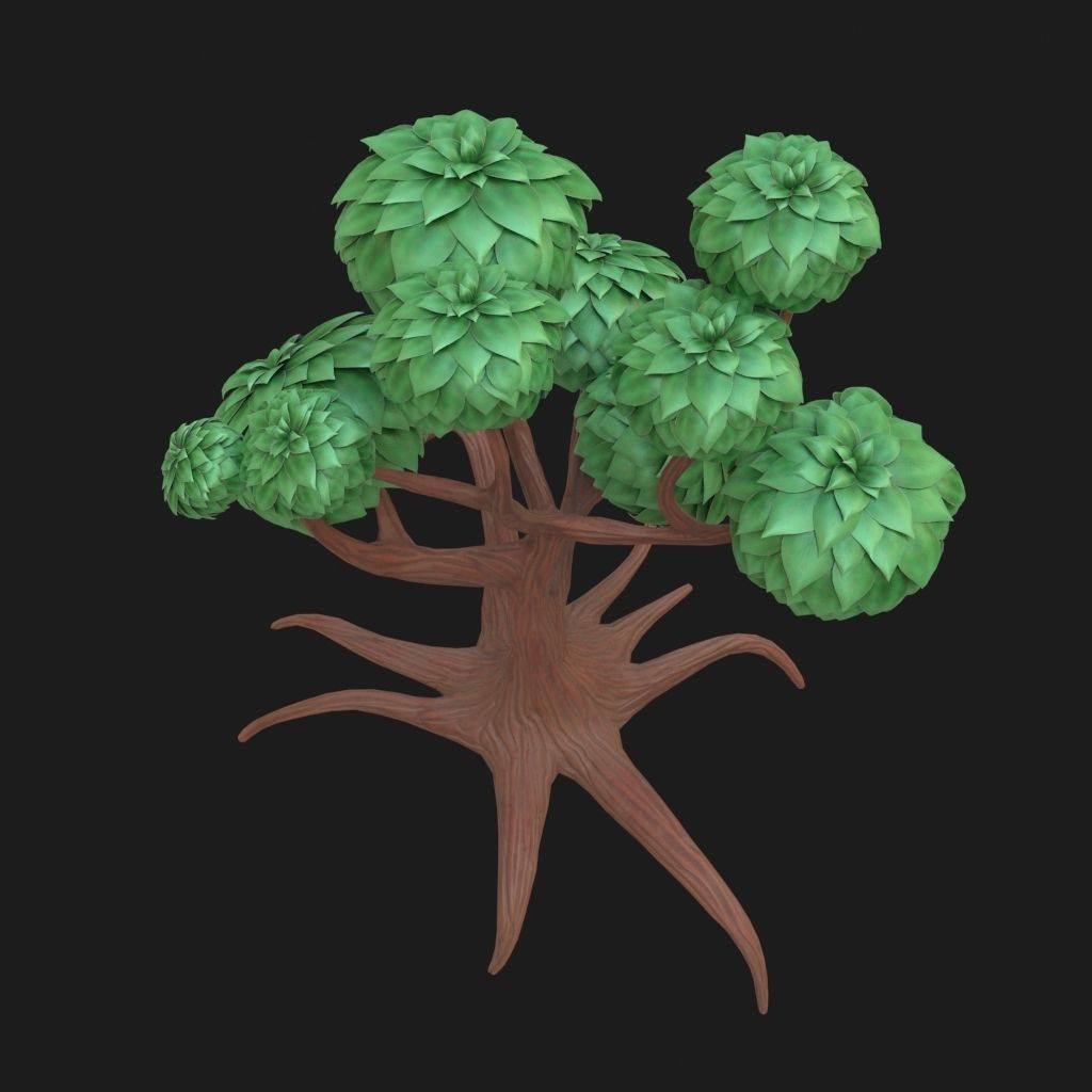 Cartoon tree 3D model_5