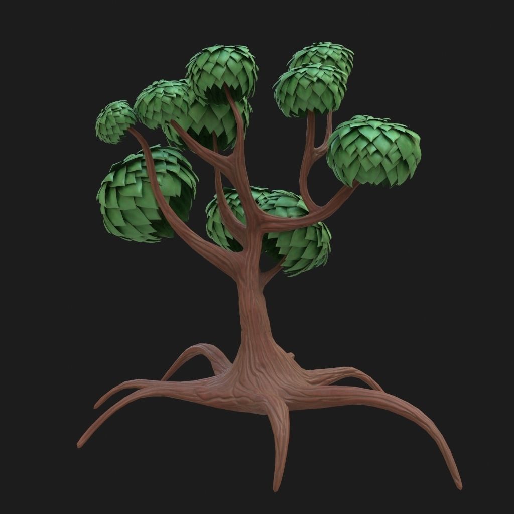 Cartoon tree 3D model_6