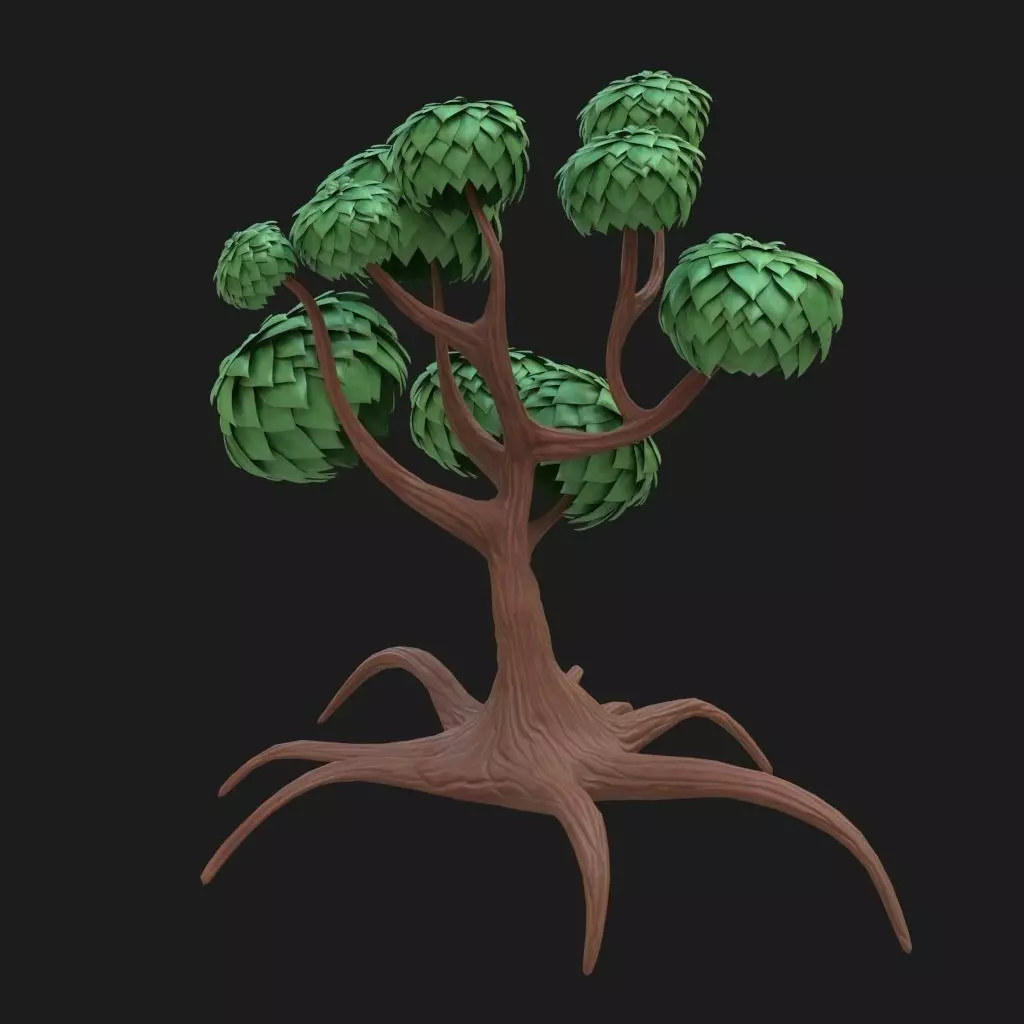 Cartoon tree 3D model_0