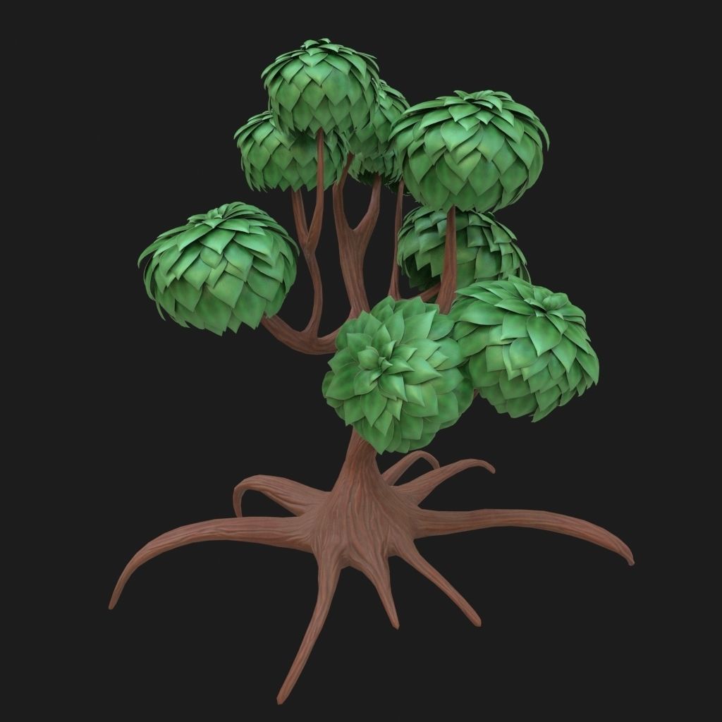 Cartoon tree 3D model_4