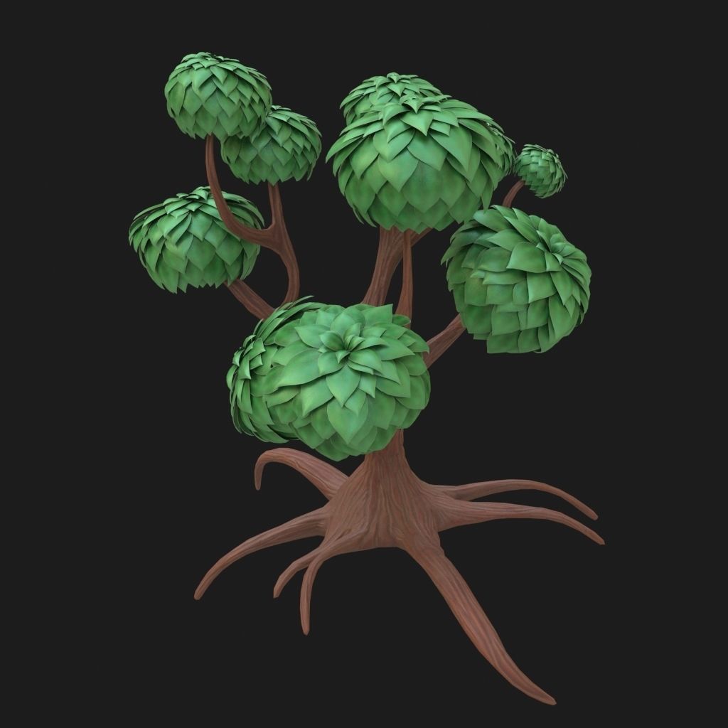 Cartoon tree 3D model_3