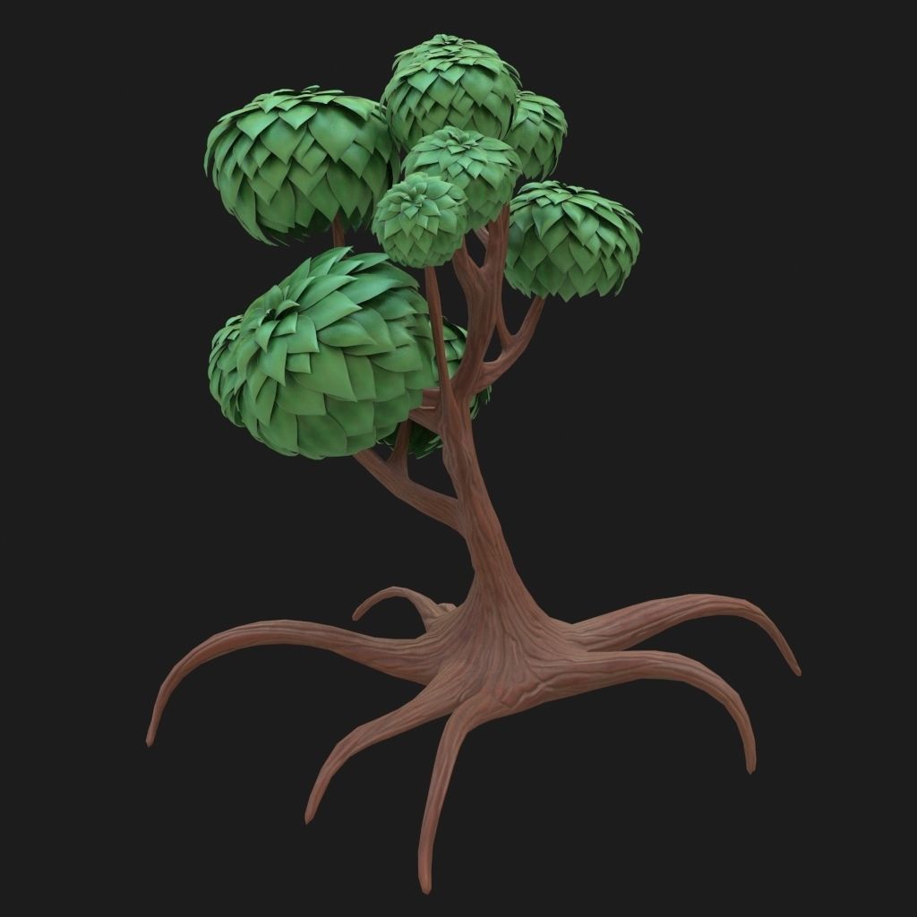 Cartoon tree 3D model_7