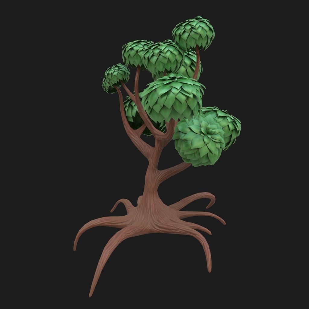 Cartoon tree 3D model_1