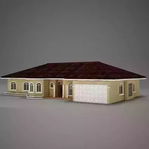 Red Latin Hacienda Modern Villa 3D model