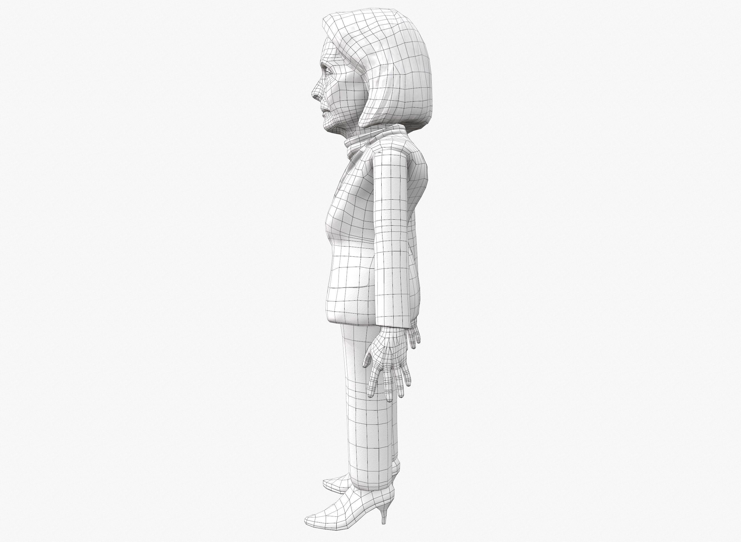 Nancy Pelosi 3D caricature low poly game rady rigged animated Low-poly 3D model_15