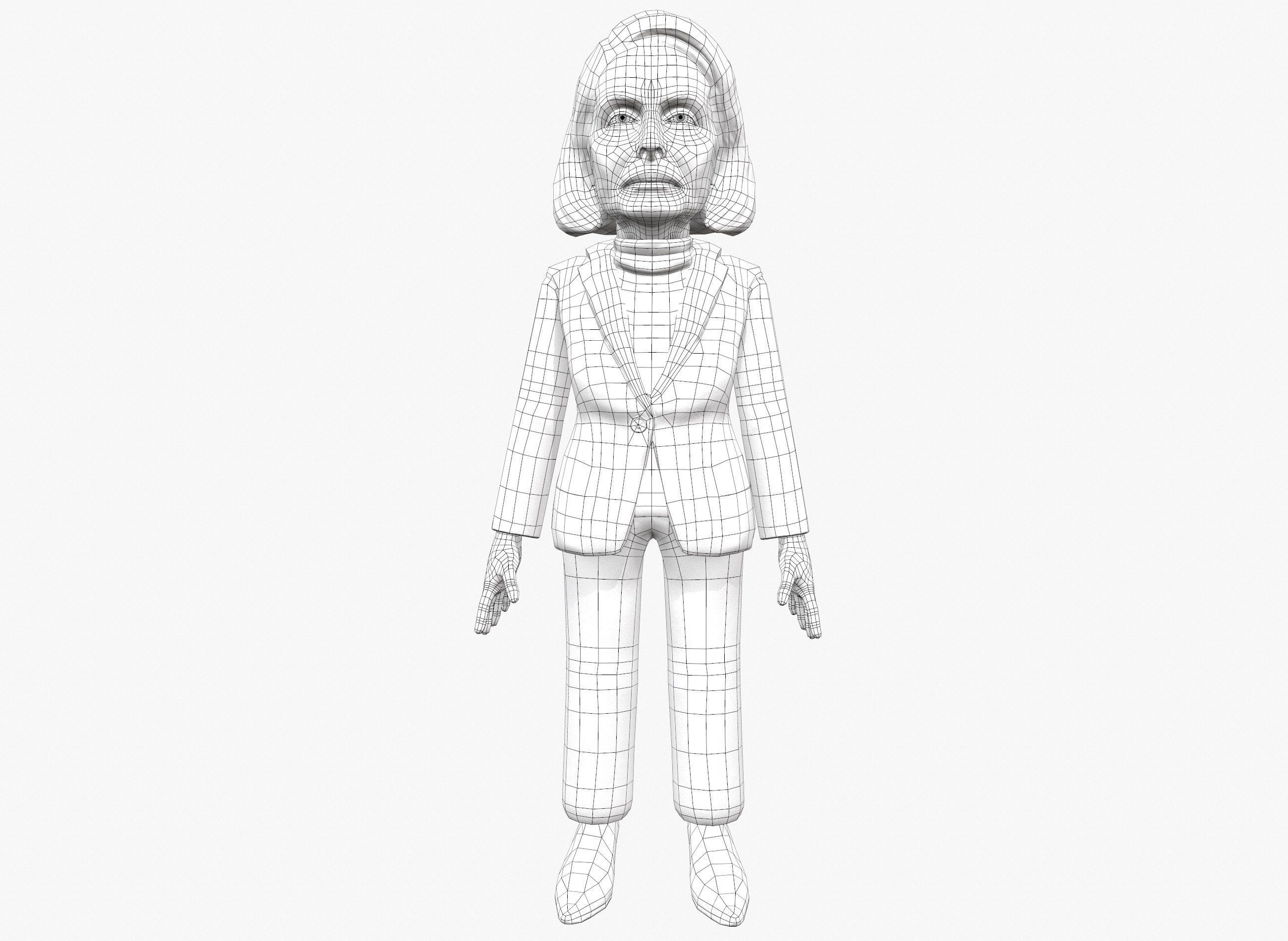 Nancy Pelosi 3D caricature low poly game rady rigged animated Low-poly 3D model_14