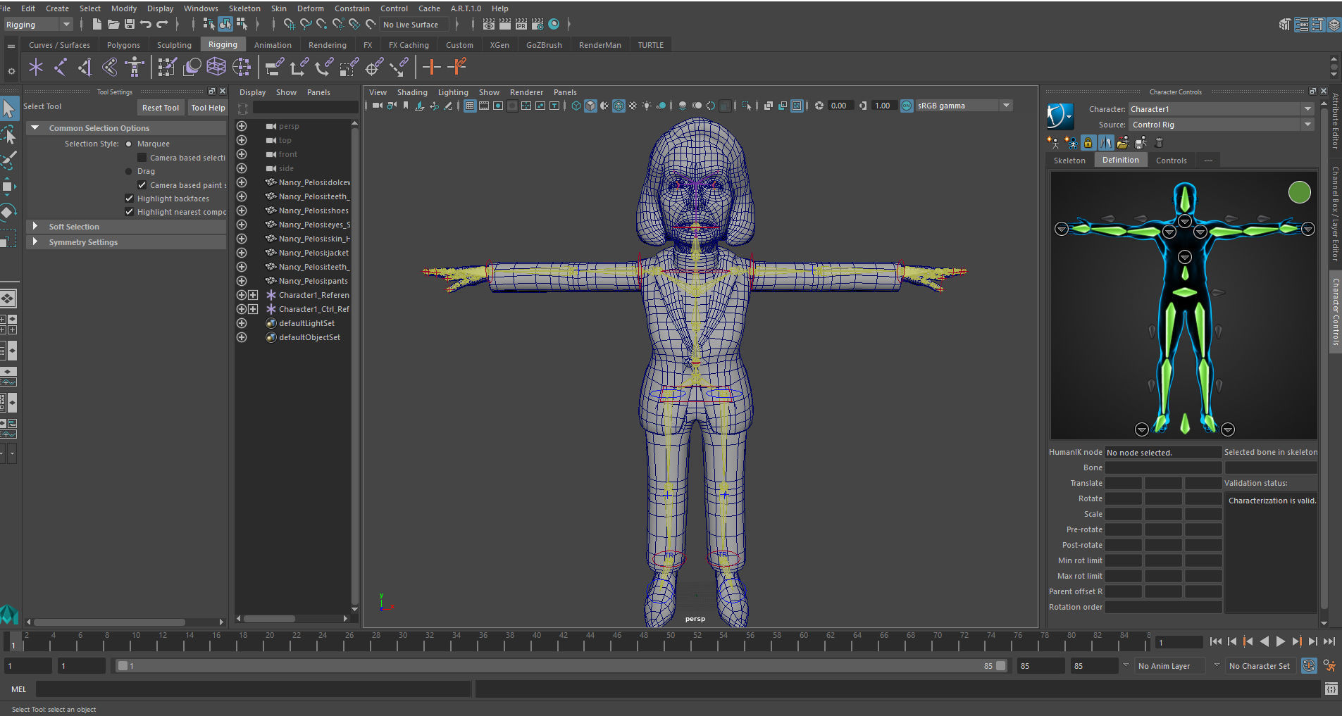 Nancy Pelosi 3D caricature low poly game rady rigged animated Low-poly 3D model_20