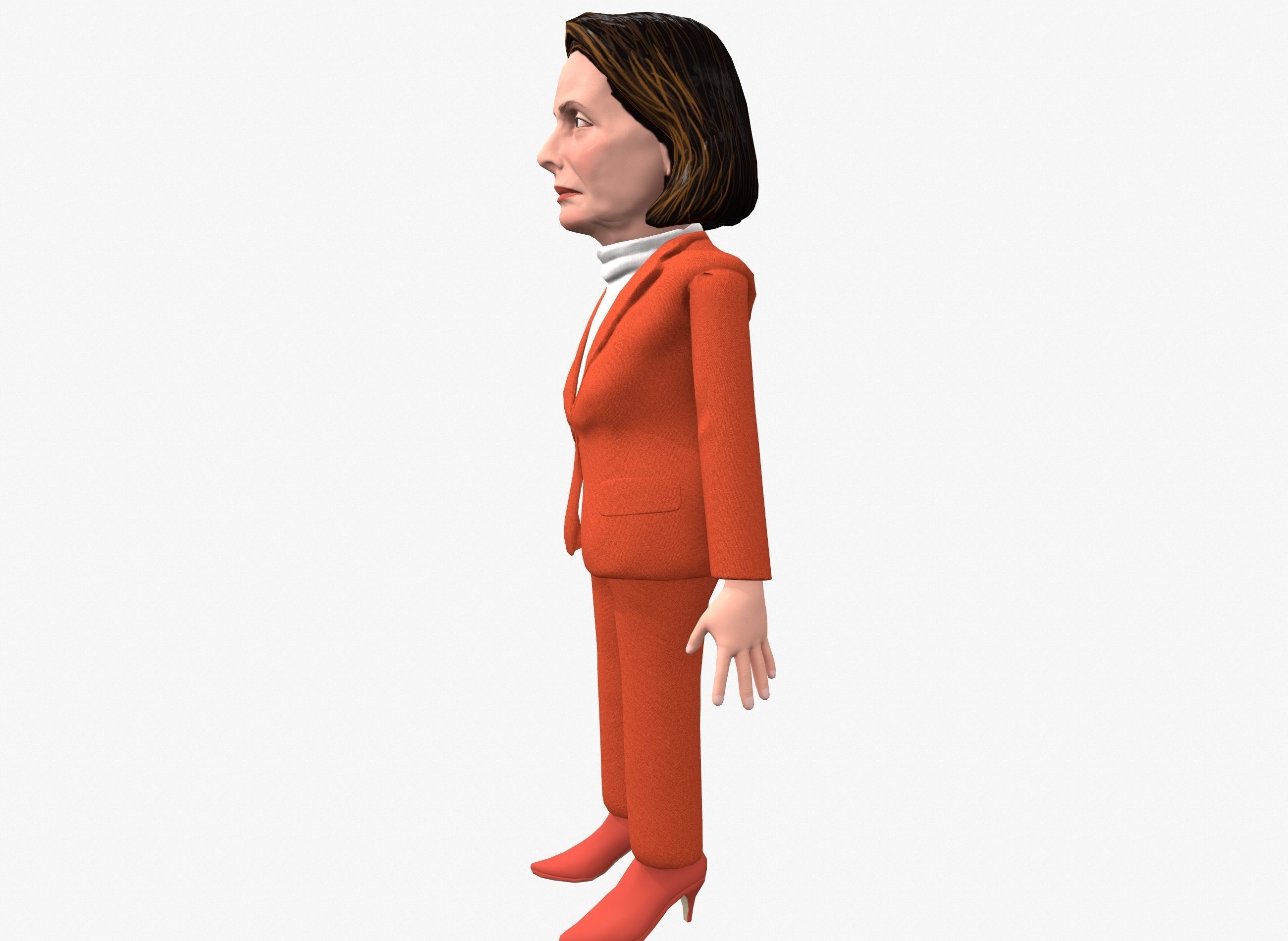 Nancy Pelosi 3D caricature low poly game rady rigged animated Low-poly 3D model_8