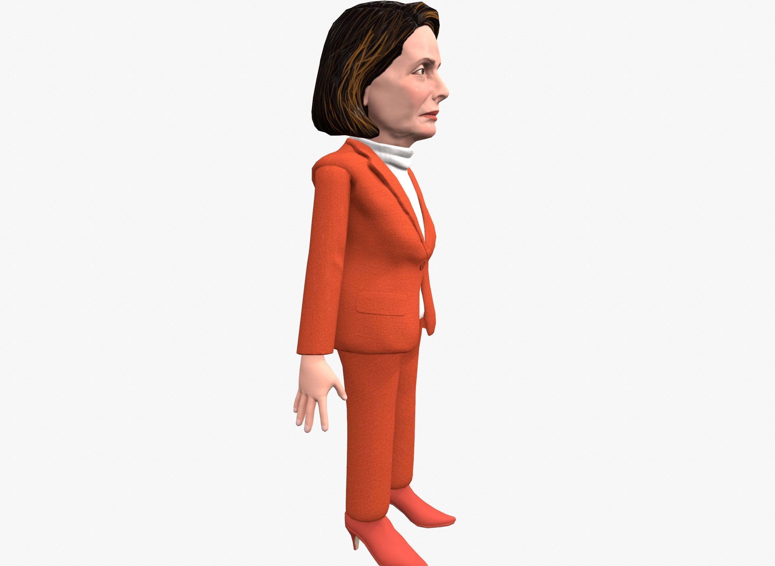 Nancy Pelosi 3D caricature low poly game rady rigged animated Low-poly 3D model_6