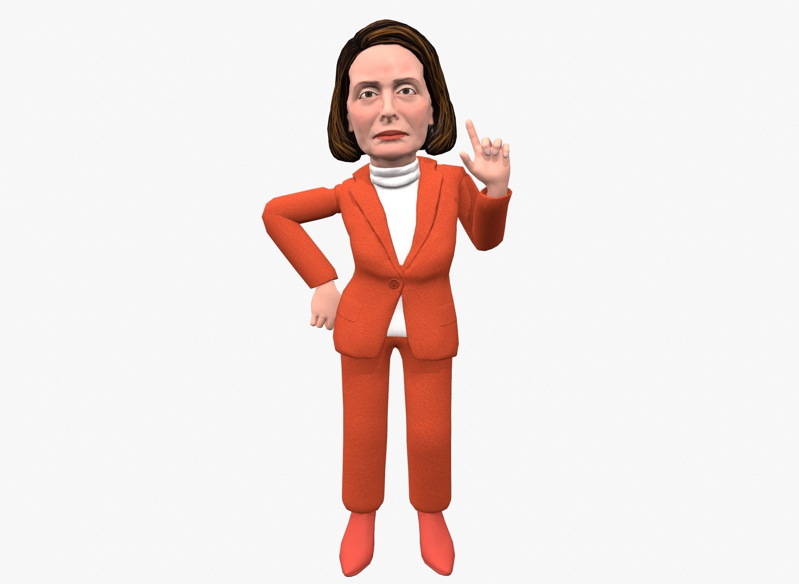 Nancy Pelosi 3D caricature low poly game rady rigged animated Low-poly 3D model_7