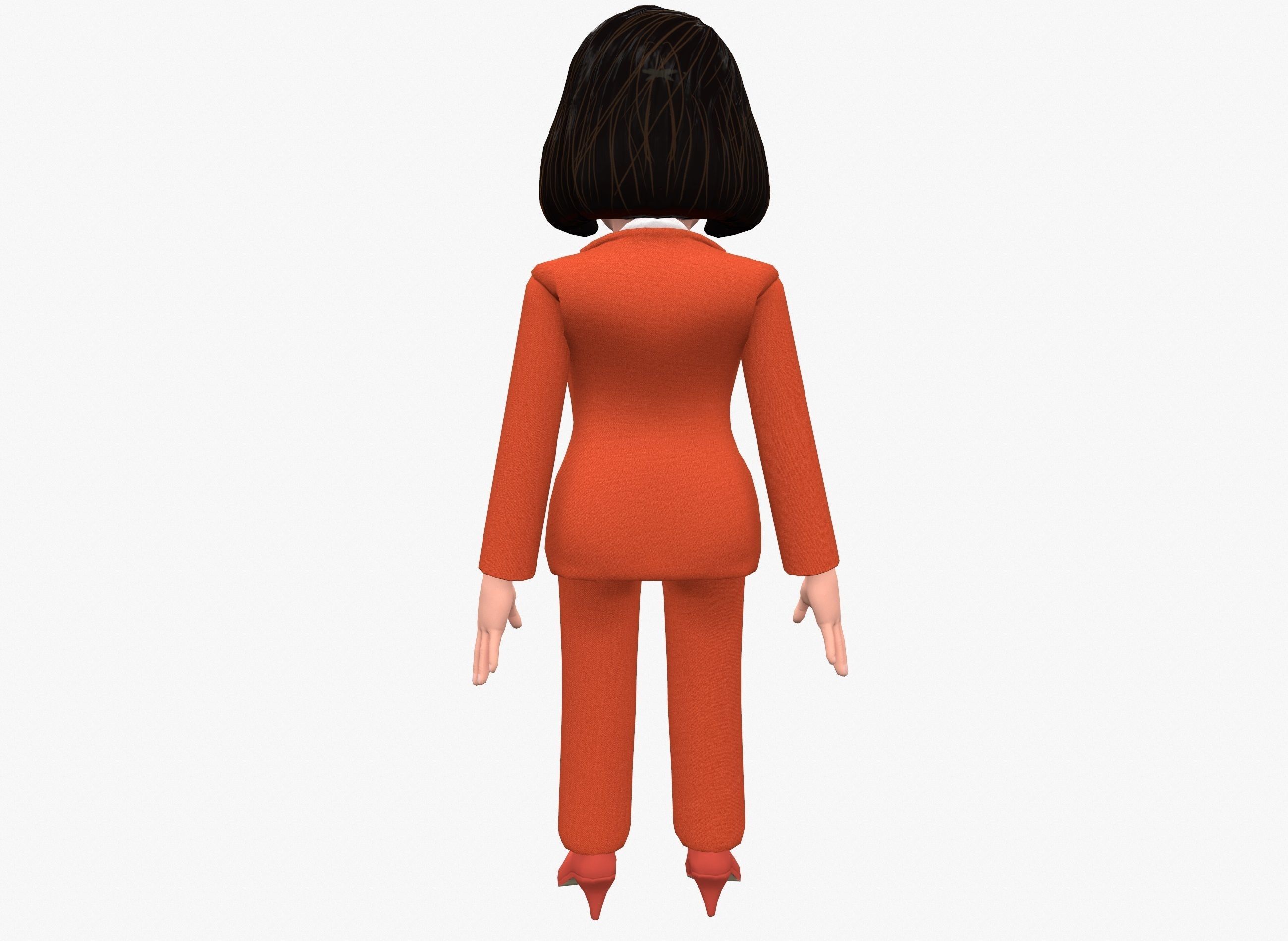 Nancy Pelosi 3D caricature low poly game rady rigged animated Low-poly 3D model_13