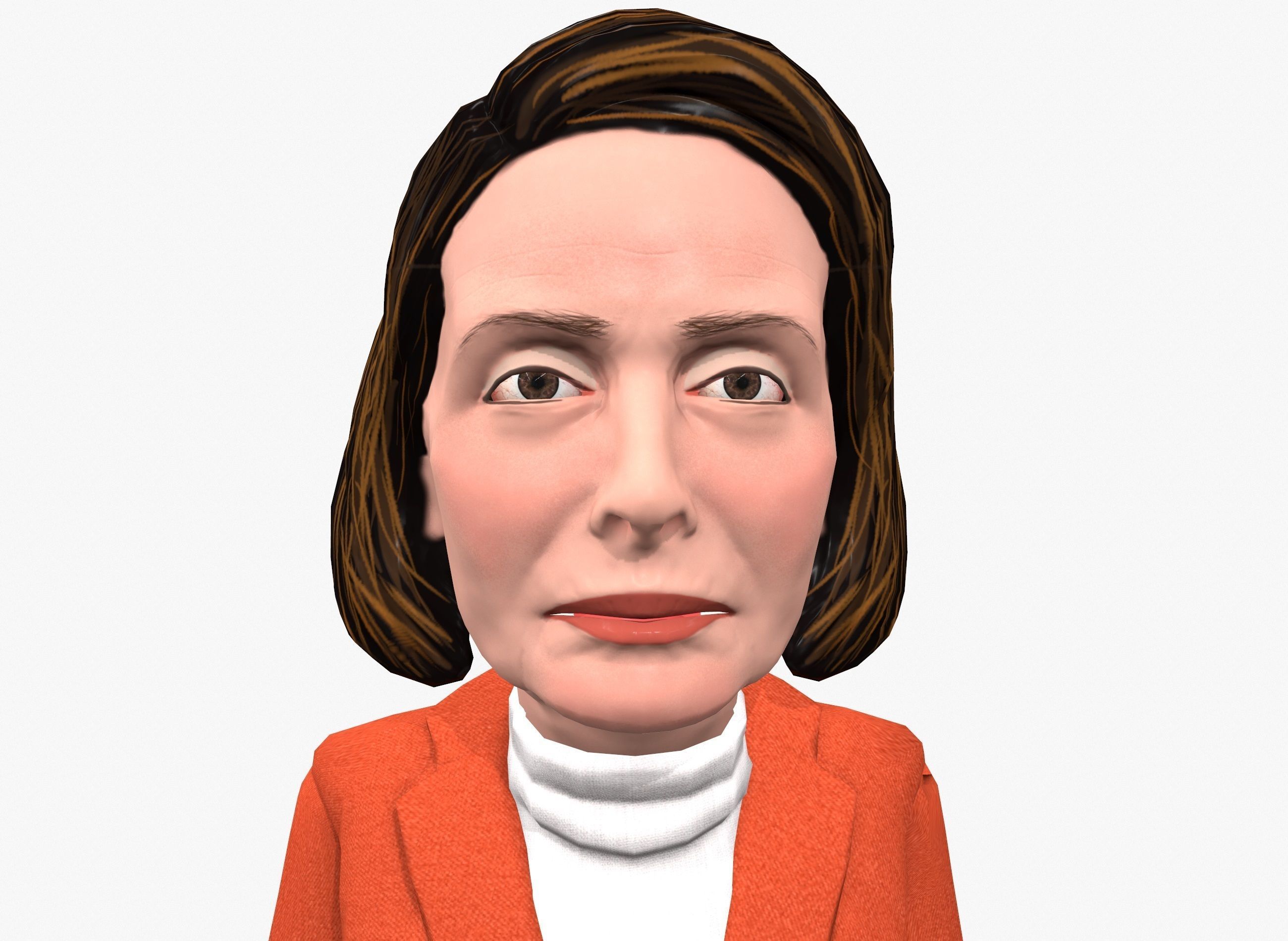 Nancy Pelosi 3D caricature low poly game rady rigged animated Low-poly 3D model_4