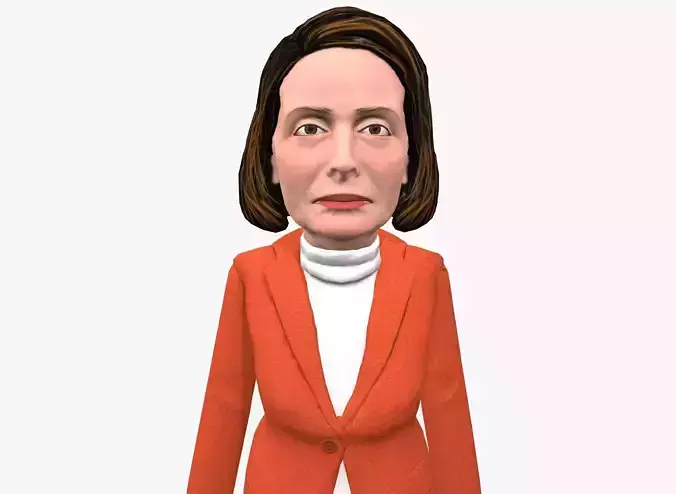 Nancy Pelosi 3D caricature low poly game rady rigged animated Low-poly 3D model