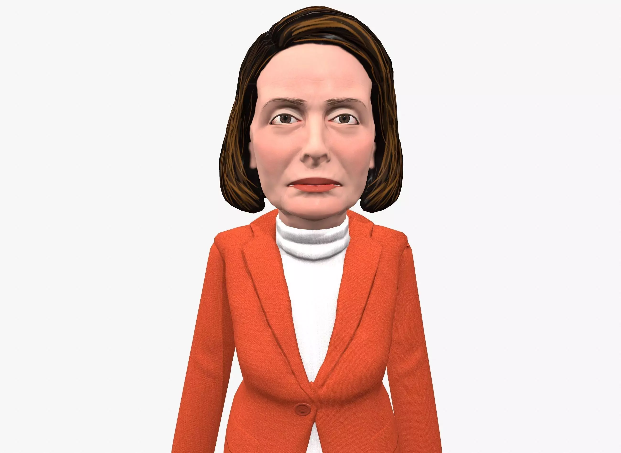 Nancy Pelosi 3D caricature low poly game rady rigged animated Low-poly 3D model_0