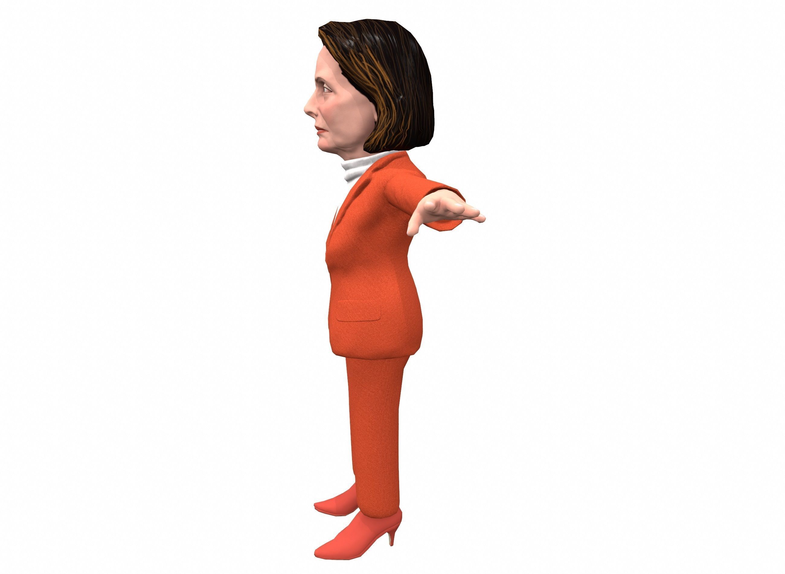 Nancy Pelosi 3D caricature low poly game rady rigged animated Low-poly 3D model_12