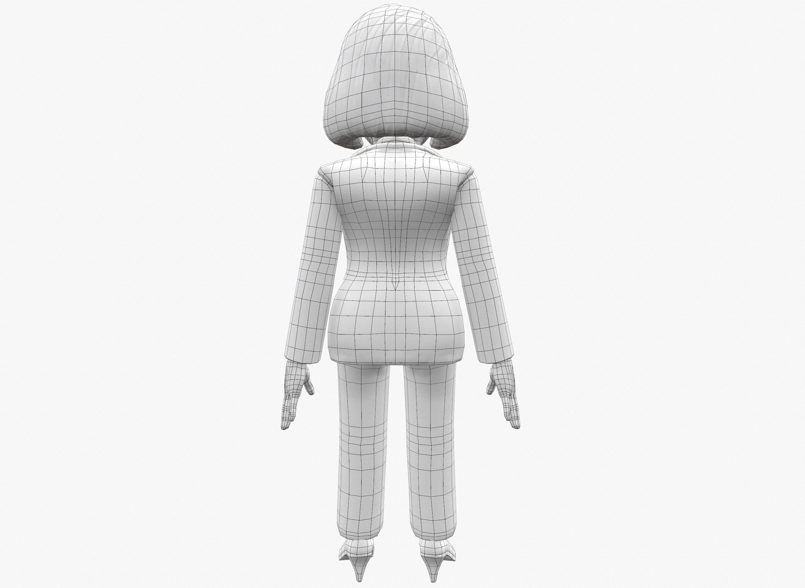 Nancy Pelosi 3D caricature low poly game rady rigged animated Low-poly 3D model_16