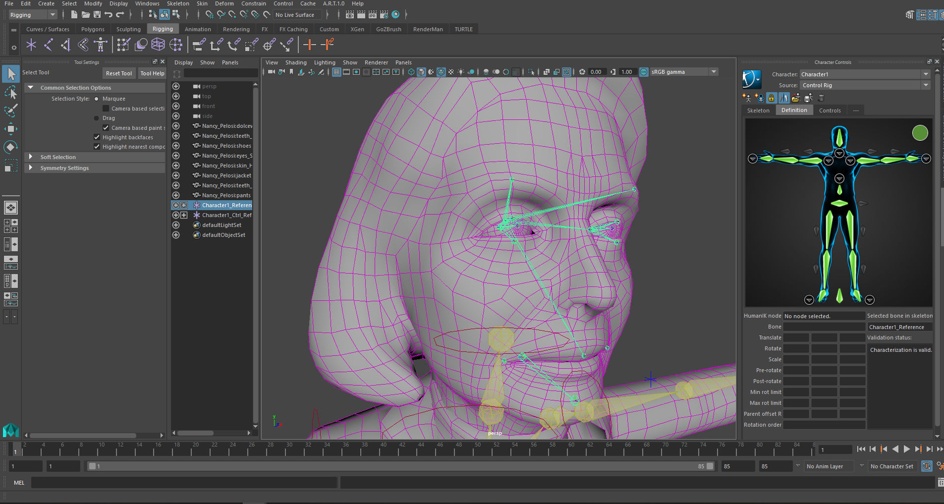 Nancy Pelosi 3D caricature low poly game rady rigged animated Low-poly 3D model_21