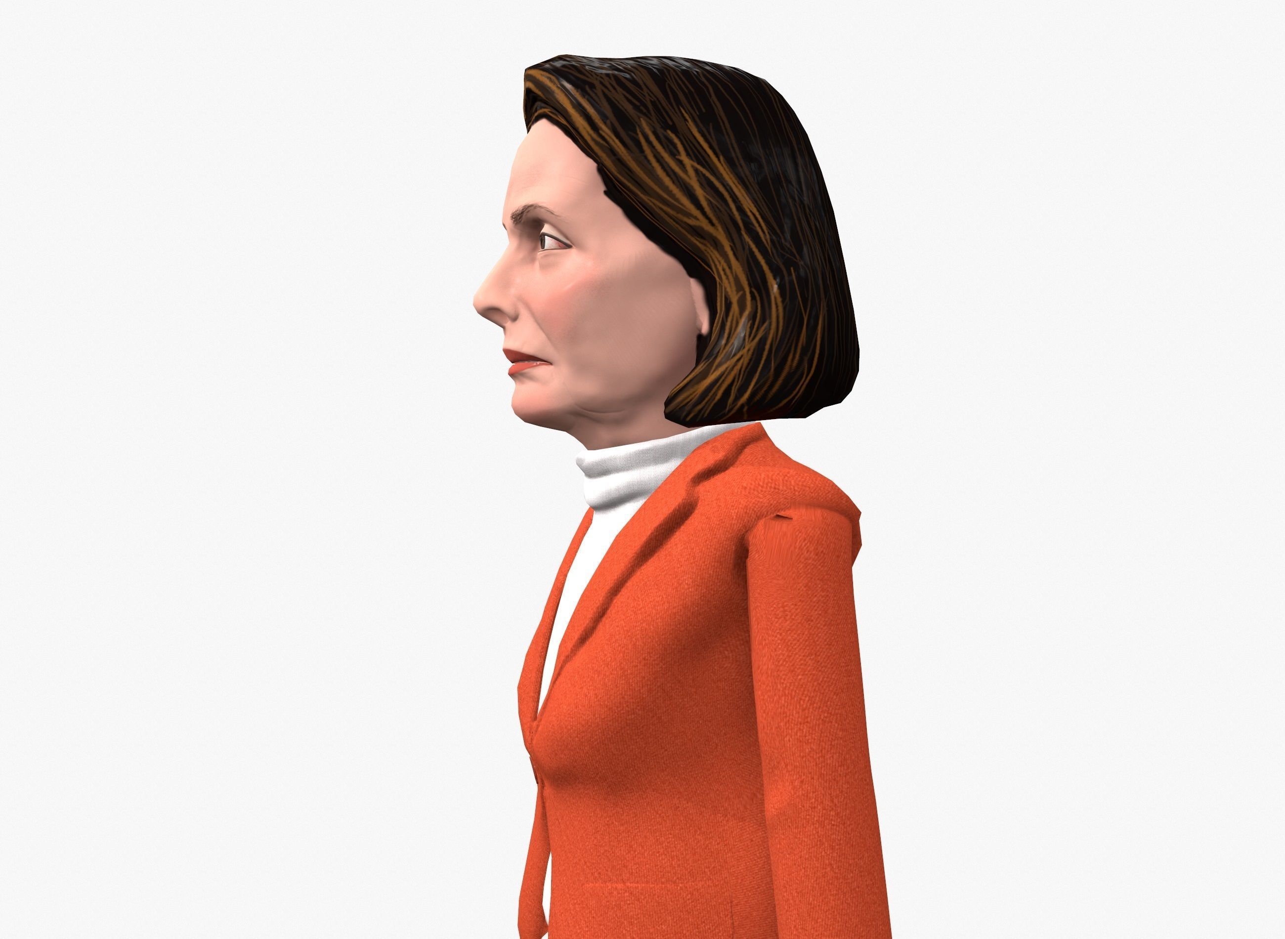 Nancy Pelosi 3D caricature low poly game rady rigged animated Low-poly 3D model_5