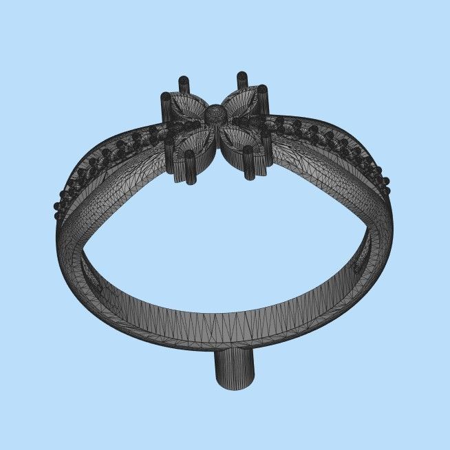 Women ring with rubies and diamonds 3dm stl 3D print model  3D print model_15