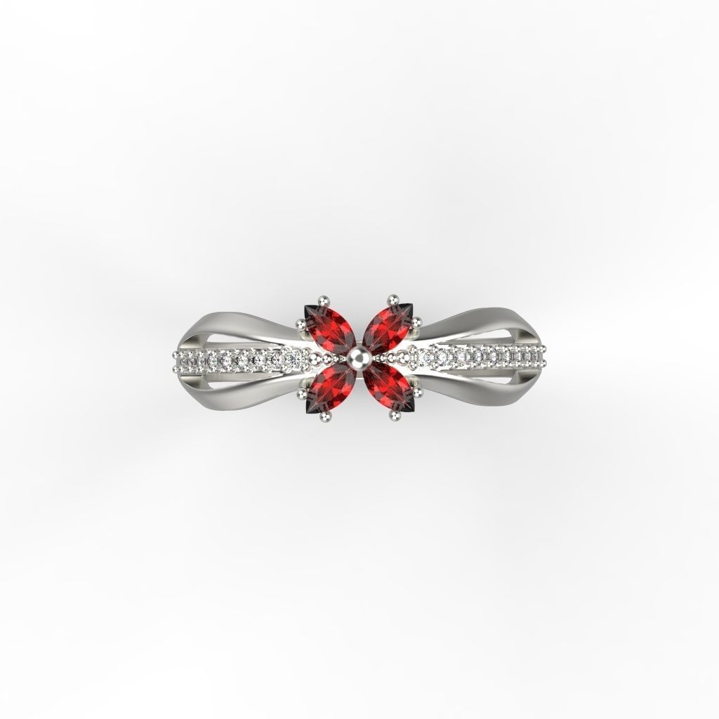 Women ring with rubies and diamonds 3dm stl 3D print model  3D print model_2