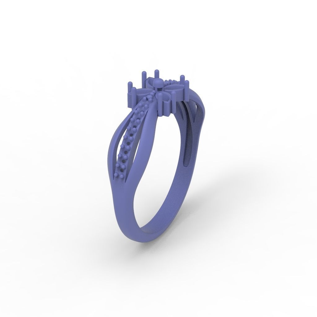 Women ring with rubies and diamonds 3dm stl 3D print model  3D print model_22