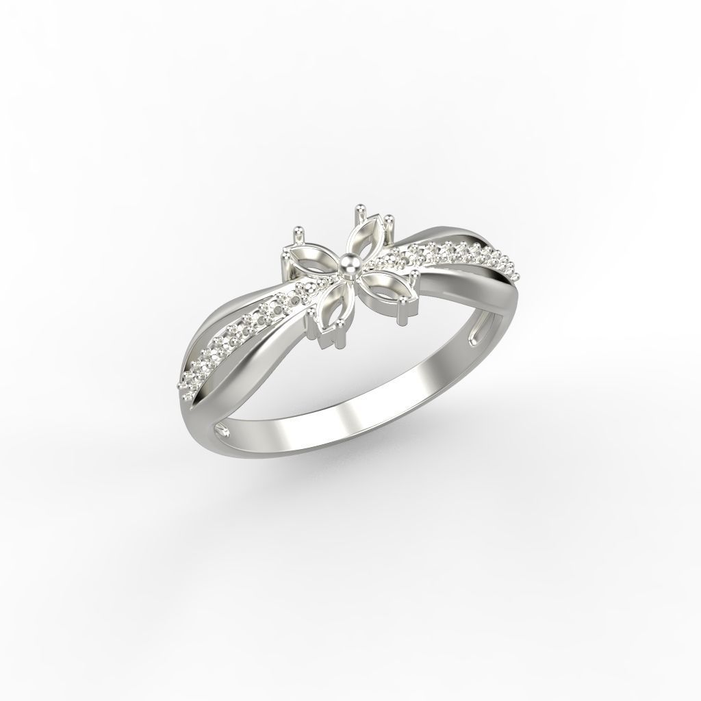 Women ring with rubies and diamonds 3dm stl 3D print model  3D print model_21