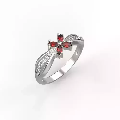 Women ring with rubies and diamonds 3dm stl 3D print model  3D print model