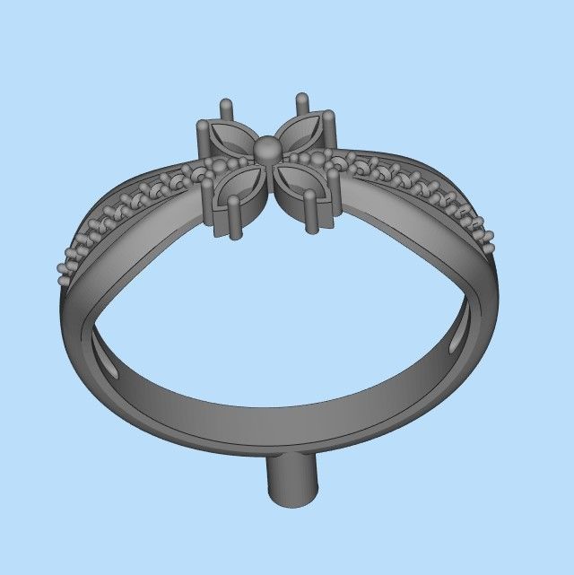 Women ring with rubies and diamonds 3dm stl 3D print model  3D print model_14