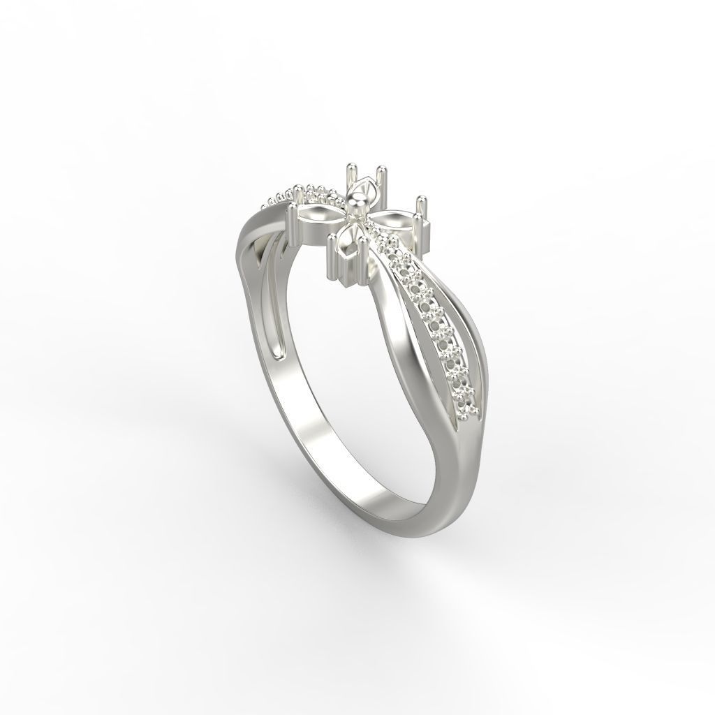 Women ring with rubies and diamonds 3dm stl 3D print model  3D print model_23