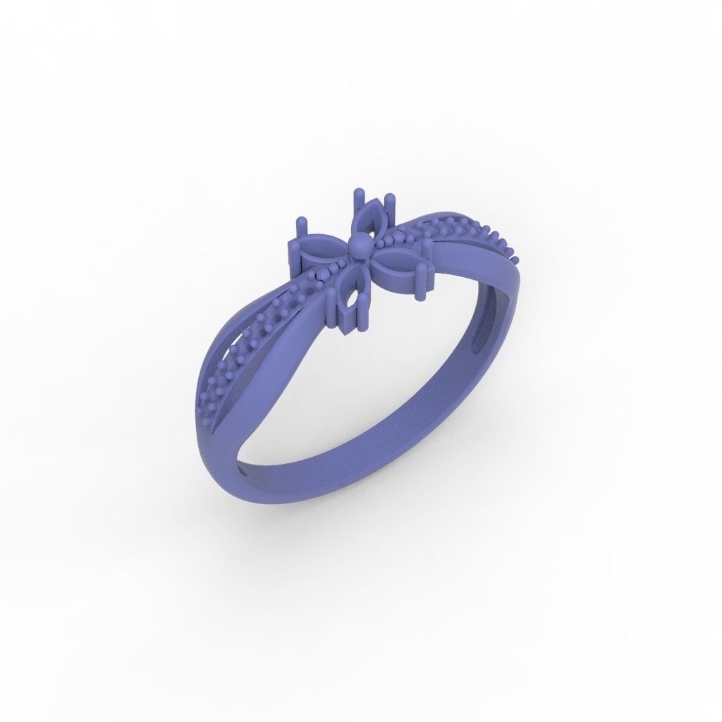 Women ring with rubies and diamonds 3dm stl 3D print model  3D print model_24