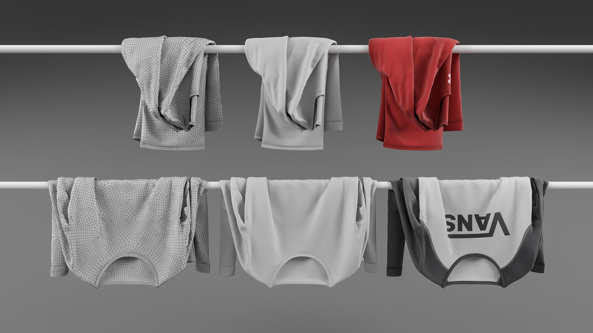 Long sleeve shirt collection 3D model_7