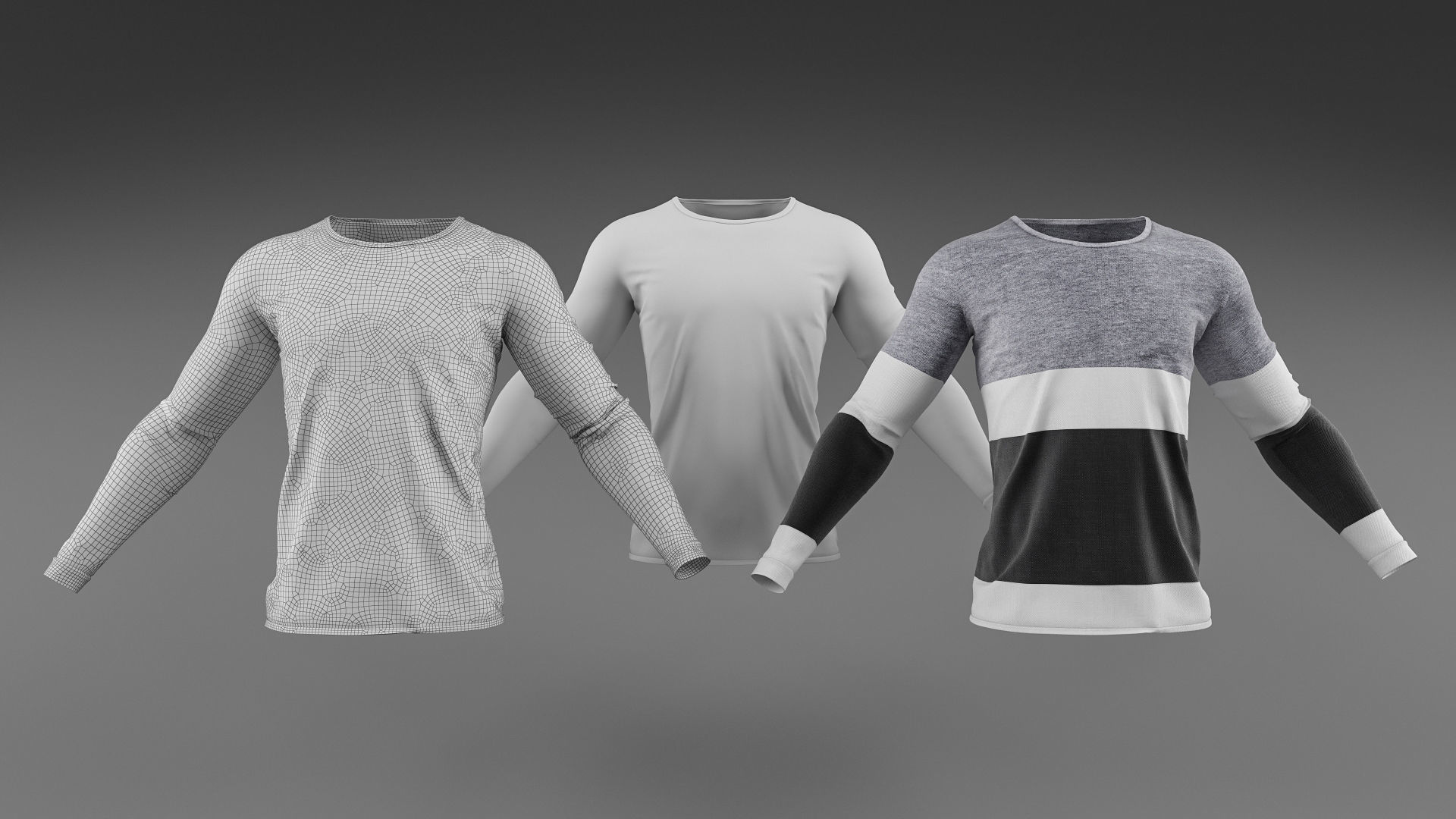 Long sleeve shirt collection 3D model_8