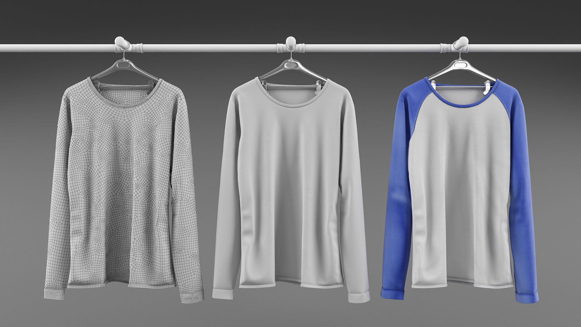 Long sleeve shirt collection 3D model_3