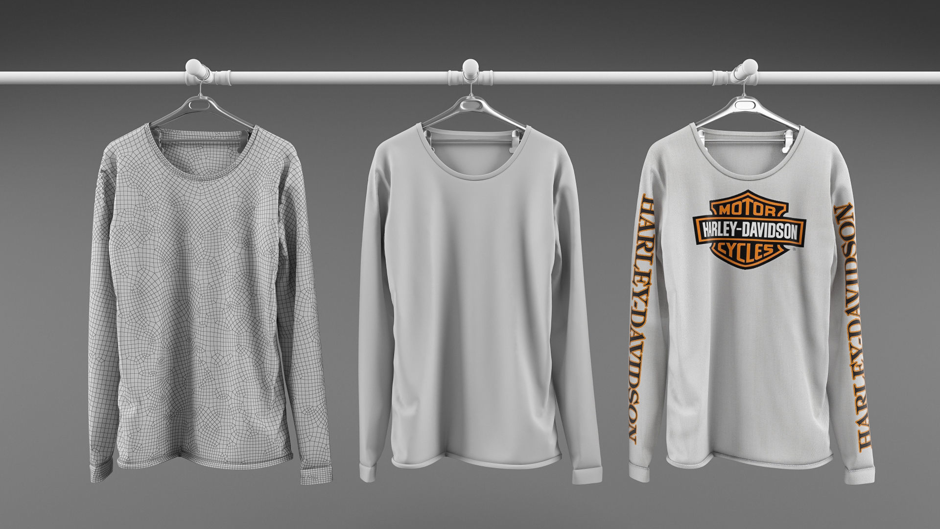 Long sleeve shirt collection 3D model_4