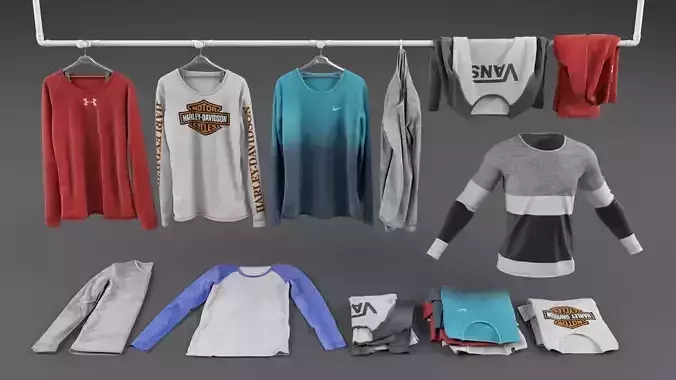 Long sleeve shirt collection 3D model