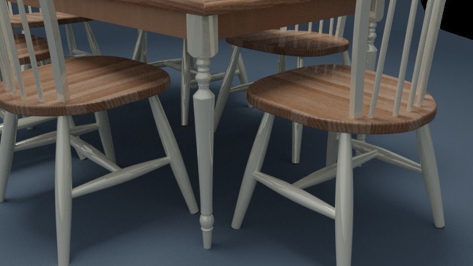 Country Style Timber Dining Set 3D model_1