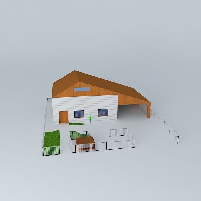 Model domu house with orange roof Free 3D model_2