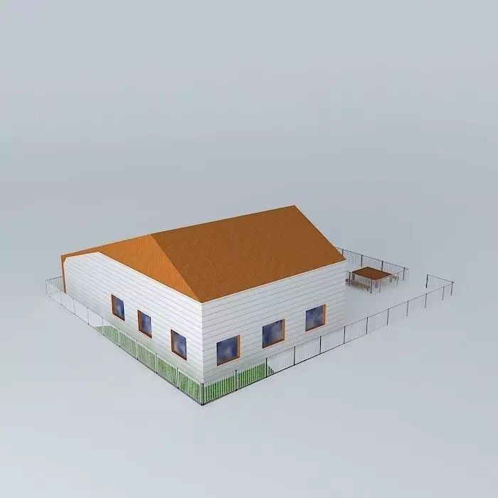 Model domu house with orange roof Free 3D model_0